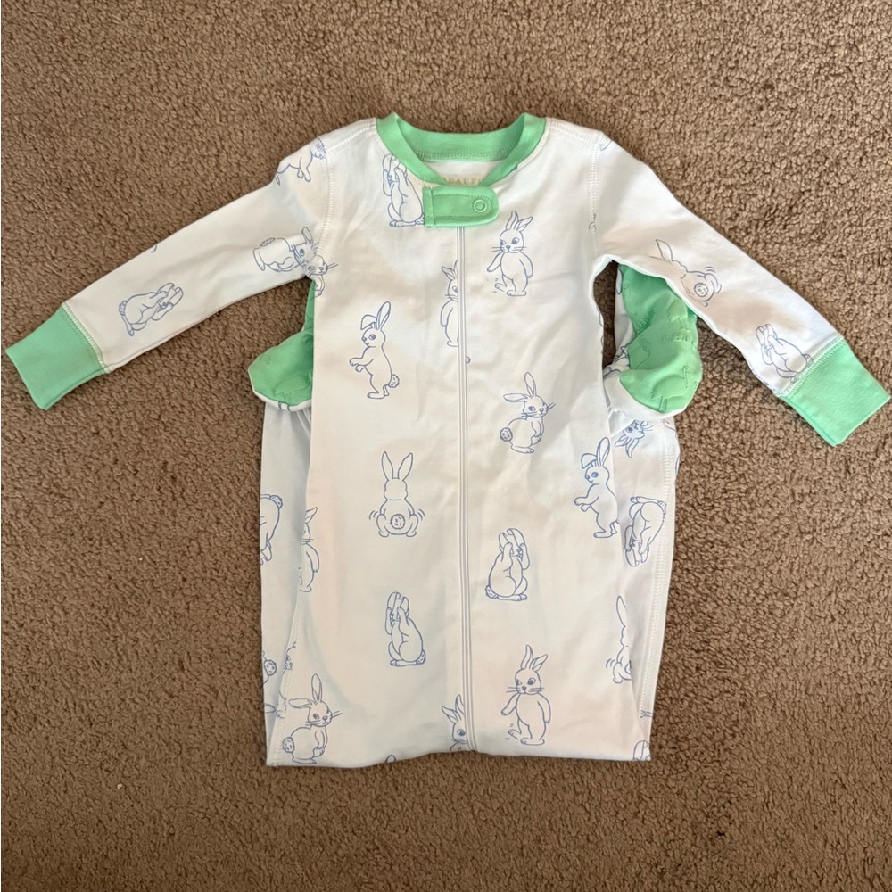 TBBC Adorable Bunny Print Kids Pajamas - Green and White - Picture 2 of 4
